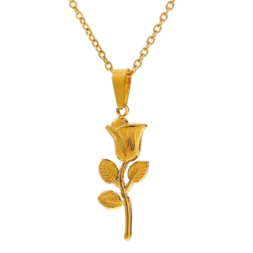 Trendy Rose Flower Necklace - Picture 1 of 4